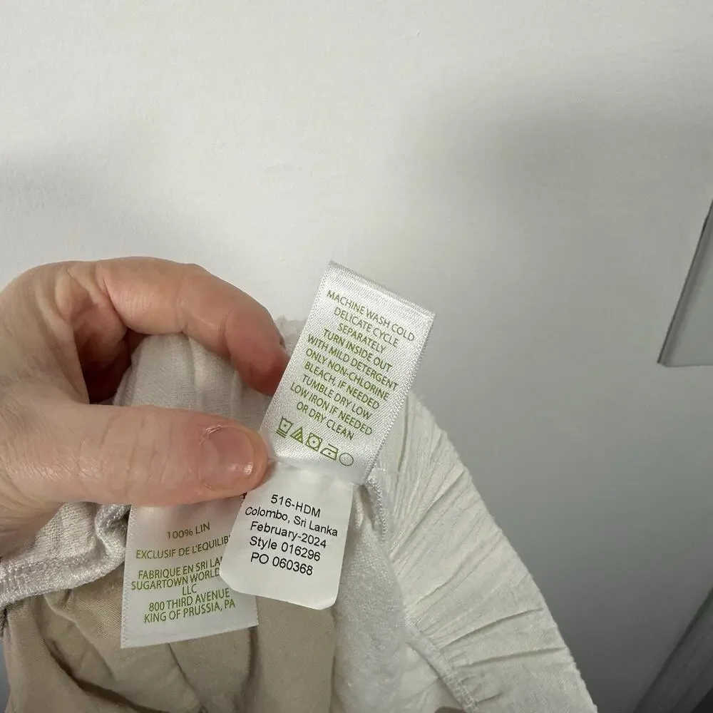 Lilly Pulitzer Daylen Linen Palazzo Pants White Seashell 31" Preppy Womens Med - Picture 9 of 9